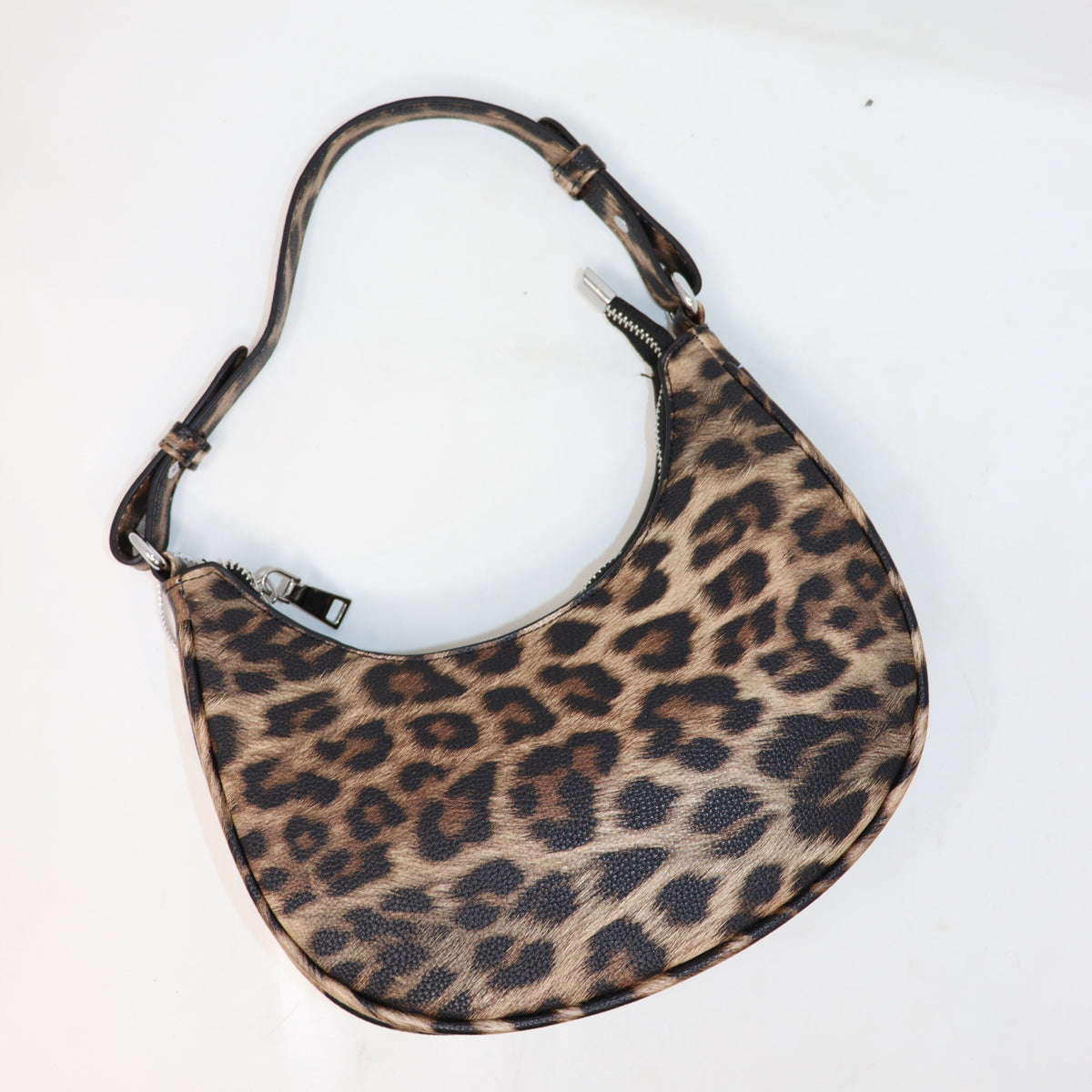 BORSA MEZZA LUNA A SPALLA CON TRACOLLA, MACULATO LEOPARDATO