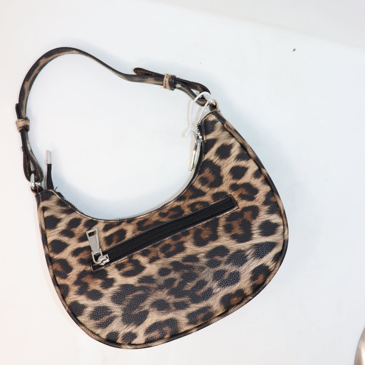 BORSA MEZZA LUNA A SPALLA CON TRACOLLA, MACULATO LEOPARDATO