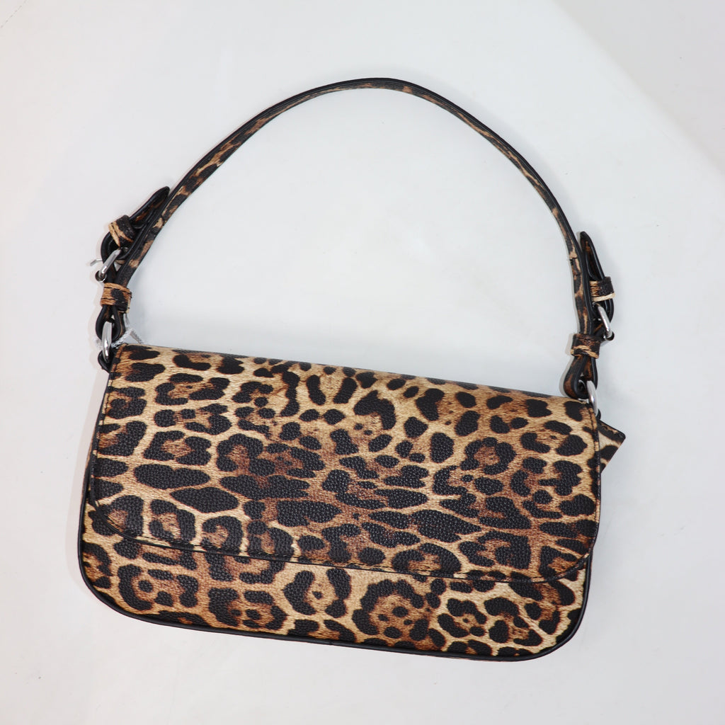 BORSA RETTANGOLARE A SPALLA CON TRACOLLA, MACULATO LEOPARDATO